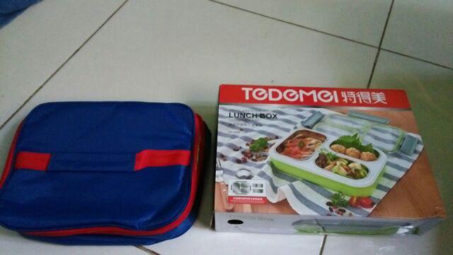 Lunchbox Tedemei 6540 Stainless Steel Sekat 3 / Kotak Makan Anti Tumpah Bocor Lunch Box