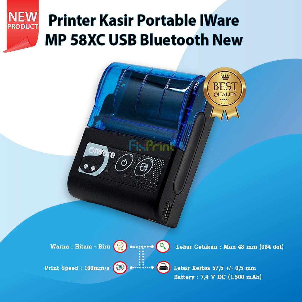 Printer Thermal Mobile MP-58X RPP02N New Printer Kasir Portable IWare MP 58XC USB Bluetooth