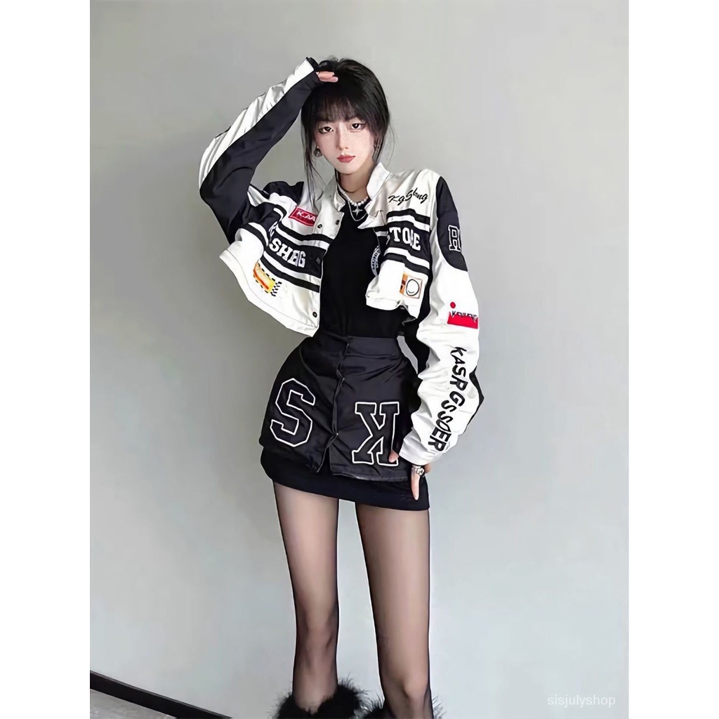 [✅BISA COD]  2022 Jaket super hot girl yang bisa dilepas musim panas setelan motor dua potong fashion wanita