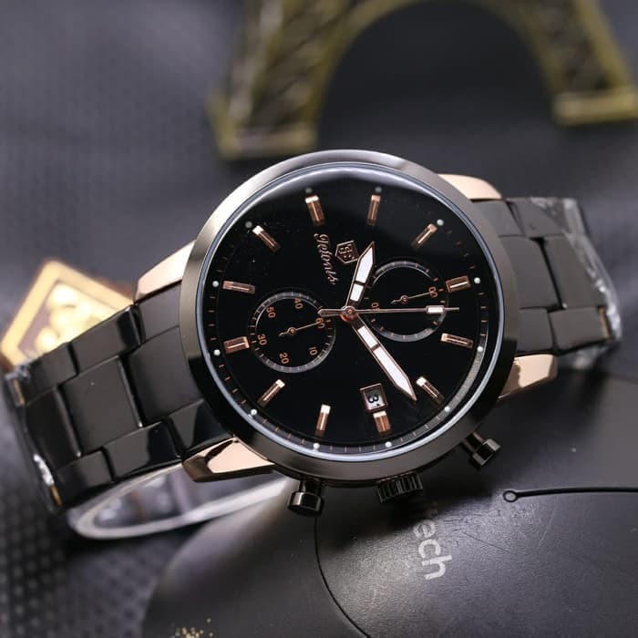 Jam Tangan Pria Tetonis Chrono Rantai Elegance Original