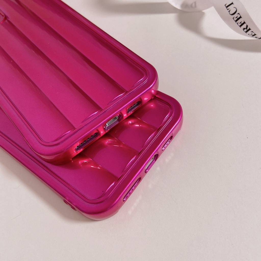 Soft case Silikon Desain Kolom 3D Warna Merah Mawar Untuk iPhone 11 12 Pro MAX 13 Pro MAX X XS MAX XR 7 + 8 Plus