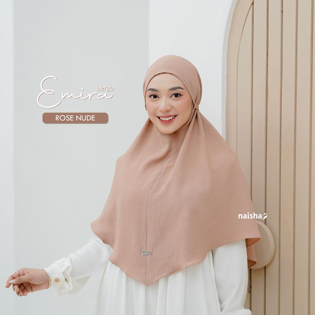 Naisha Official Emira Bergo Crinkle Airflow Jilbab Daily Kasual Muslimah Syari-Rose Nude