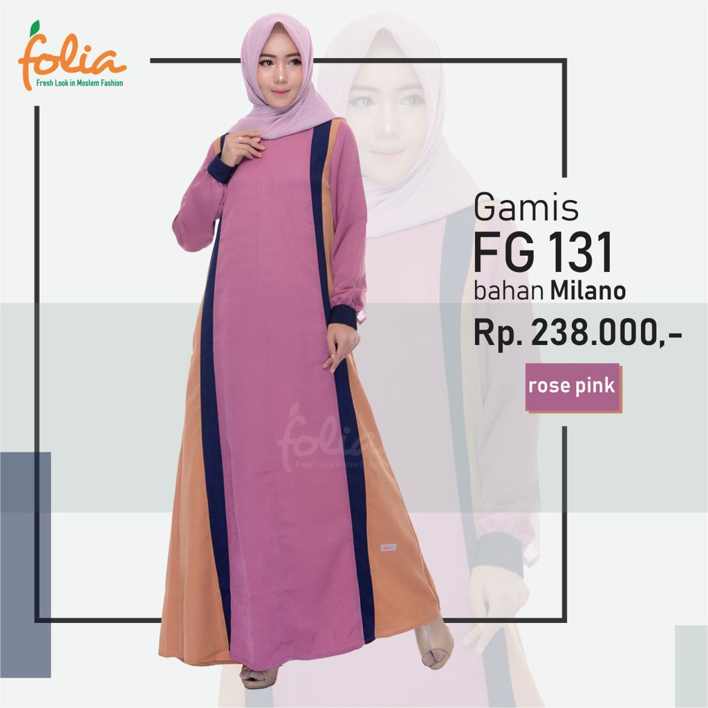 GAMIS MUSLIMAH FOLIA FG 131 ROSE PINK