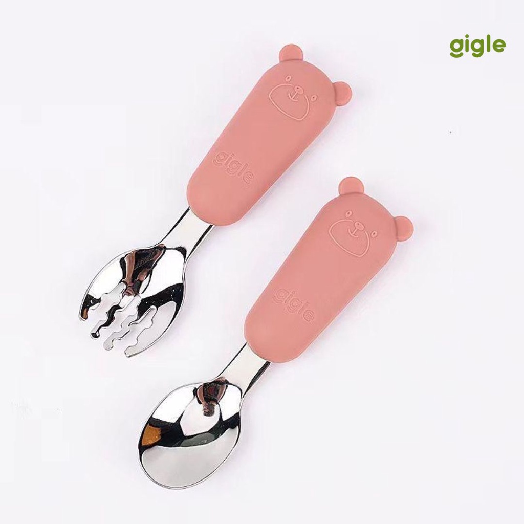 Gigle Baby Stainless Steel 316 Spoon &amp; Fork Set Alat Makan Bayi