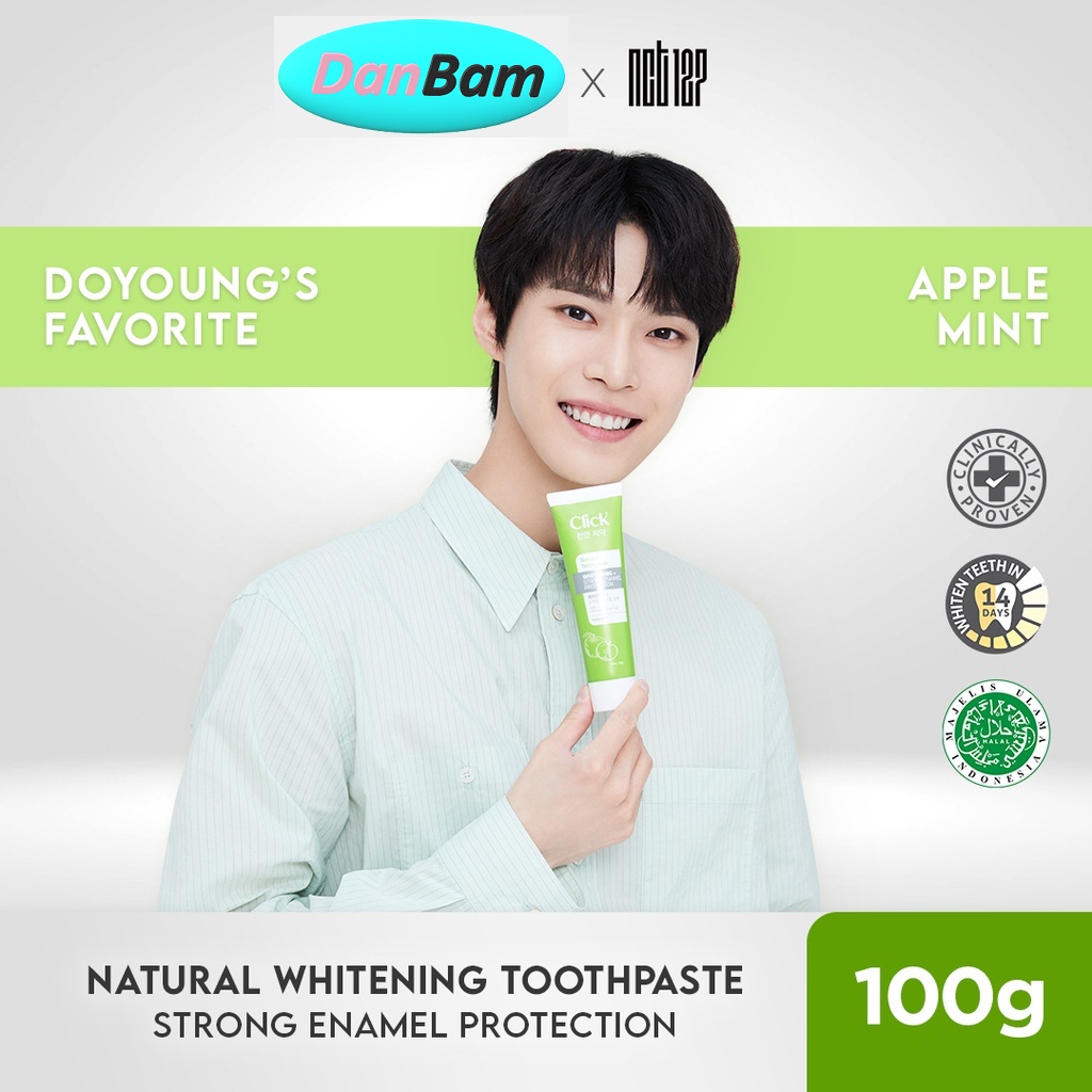 Click Natural Toothpaste Whitening + Strong Enamel Protection Pasta Gigi Korea Apple Mint