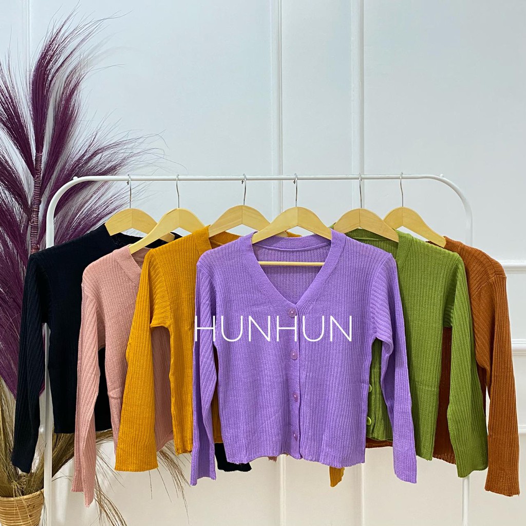 Sweny Knite Pusatgrosir_solo/ Sweater Cardigan Rajut Outer Atasan Wanita Crop Baju Rajut Lilac