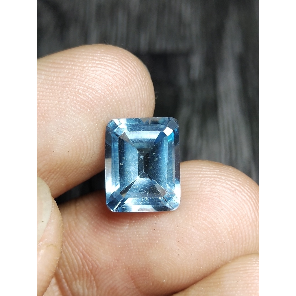 Natural  Blue Topaz 7 x 5 , 8 x 6., 10 x 8 mm Octagon Emerald Kotak Cutting Asli