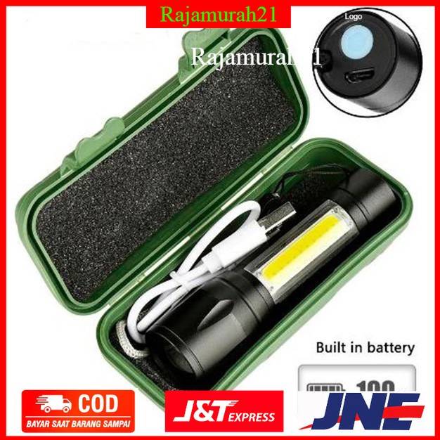 Albinaly Senter LED USB Rechargeable Q5 + COB 2300 Lumens - 1517