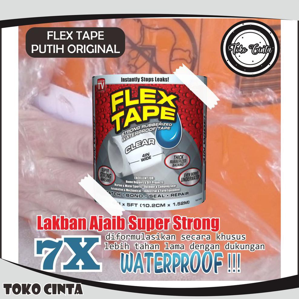 

WHITE FLEX TAPE ORIGINAL 4 INCH ISOLASI LAKBAN WATERPROOF SEAL TAPE AJAIB PUTIH