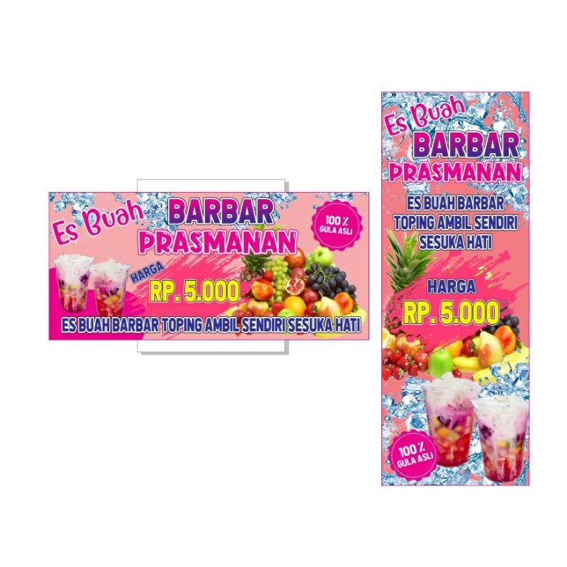 Jual spanduk Banner Es Buah Prasmanan bisa ubah desain yg diinginkan