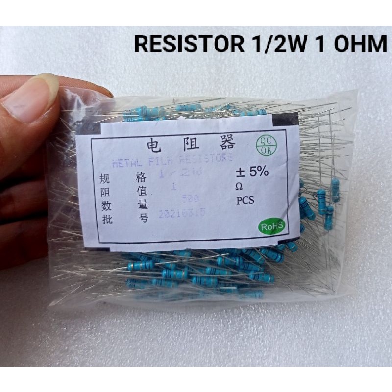 (10 Buah) RESISTOR 1/2W 1 OHM RESISTOR 1/2 WATT 1 OHM RESISTOR 1/2WATT 1 OHM RESISTOR 1/2 W 1 OHM