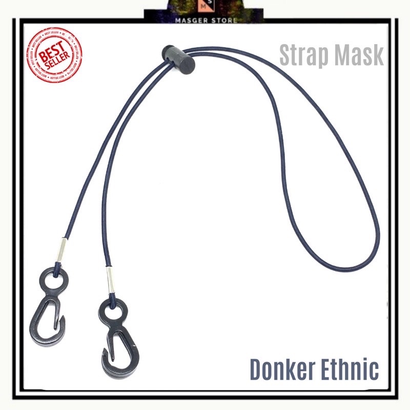 Kalung Masker Hijab 2in1 Strap Masker Elastis Stretchy Tali masker Kalung Strap Mask Hijab Strap Mask Premium-Donker Ethnic