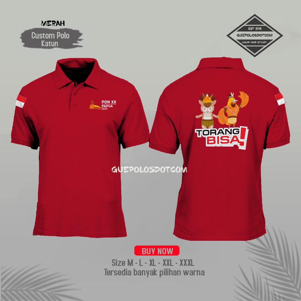 BAJU - KAOS KERAH POLO PON PAPUA XX MASKOT PON TORANG BISA - TSHIRT PON PAPUA TORANG BISA -RADSHA CL