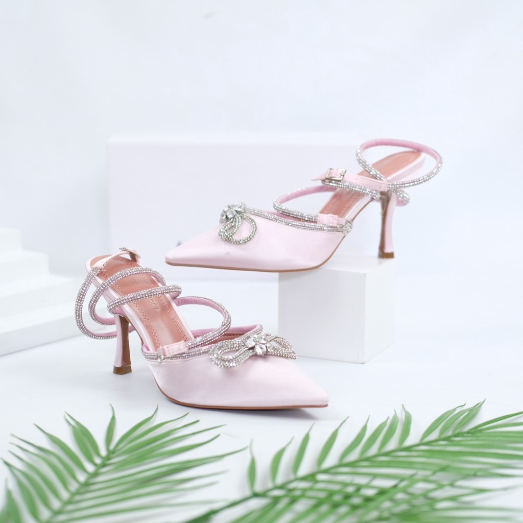 [7.7 Boombastis Sale⚡] - SEPATU WANITA TALI HAK TINGGI AMS011 PITA DIAMOND HEELS PREMIUM IMPORT