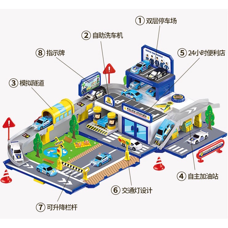 mainan mobil suitcase city track set