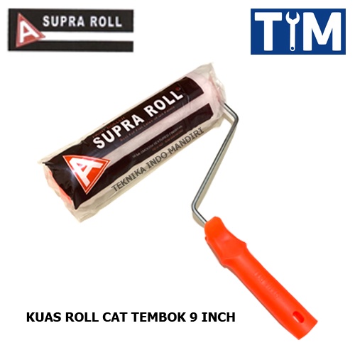 Kuas Roll Supra 9 inch / Kuas Gulung / Kuas Roll Besar Plus Gagang - PUTIH