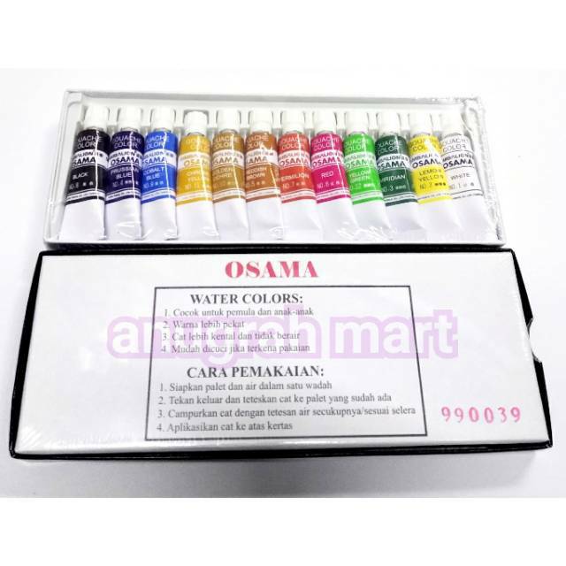 

CAT AIR OSAMA SIMBALION 12 WARNA PAPER CASE WATERCOLOUR TUBE SET