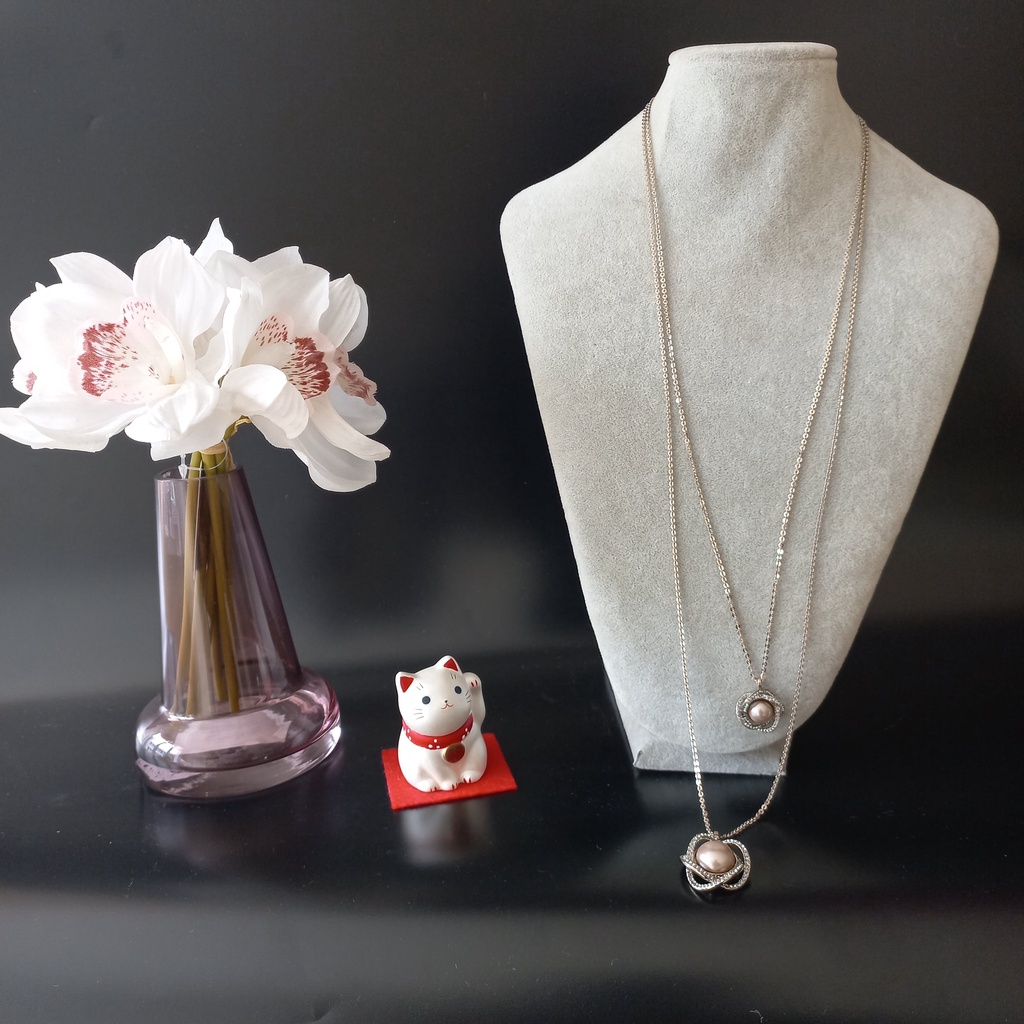 Kalung Panjang Mutiara/ Kalung 2 Layer/ Susun Bisa untuk kalung hijab (VA01)