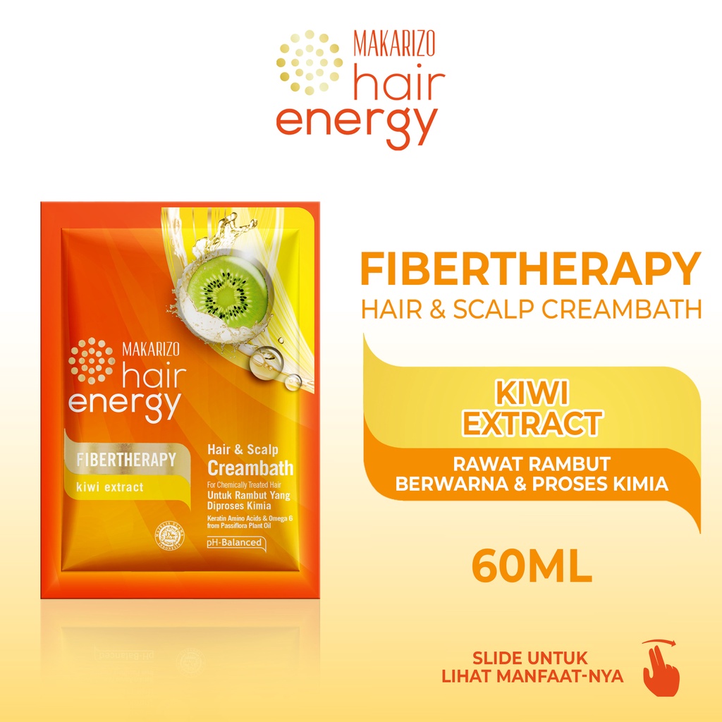 Makarizo Hair Energy Hair & Scalp Creambath Kiwi 60 mL / Perawatan Rambut Berwarna