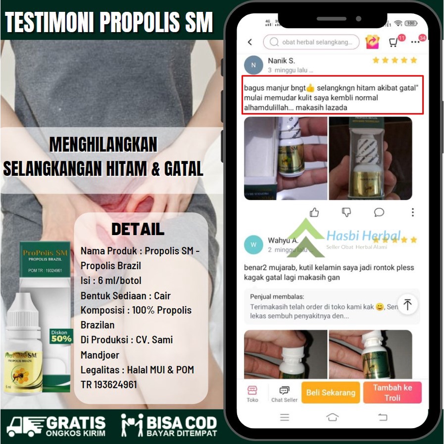 Salep Penghilang Selangkangan Hitam Akibat Jamur - Penghilang Gatel - Penghilang Bekas Kulit Lecet - Propolis SM 100% Original Alami-2