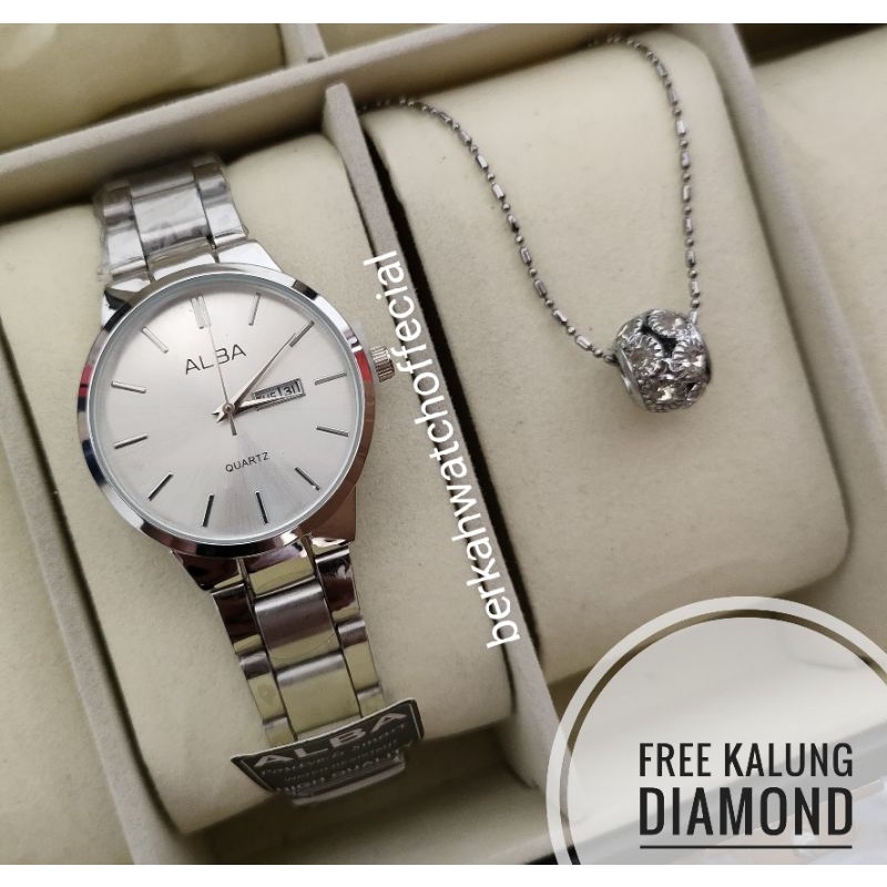 BISA COD✅Jam Tangan ALBA Anti Air Paket Kalung Titanium