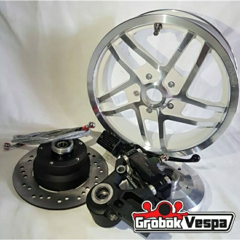 Paket Upgrade Velg Tubeless Vespa Gscooter Ring12 dengan Cakram dan HubSett