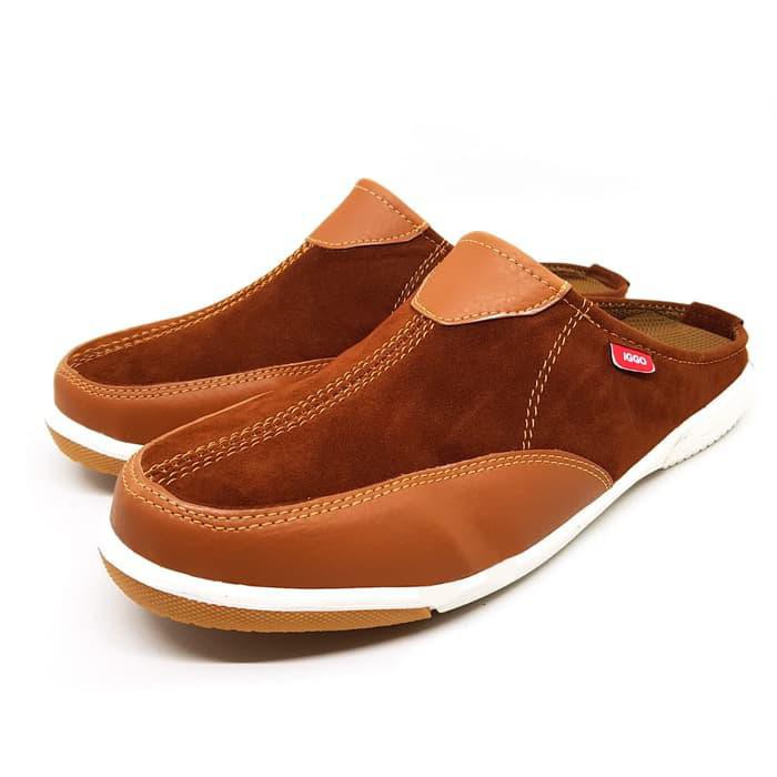 GRATIS ONGKIR IGGO SEPATU SANDAL CASUAL PRIA - COKELAT MUDA, 39 
