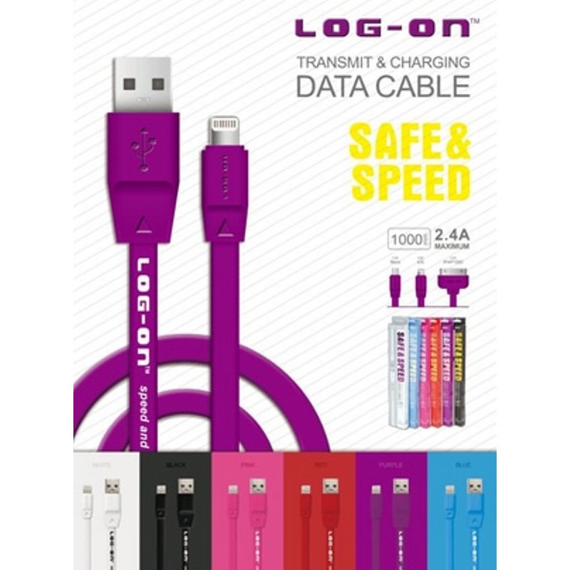 KABEL DATA SAFE SPEED LO-L22 TYPE C USB CABLE FLAT SERIES 2.4A 1.8 M - LOG ON