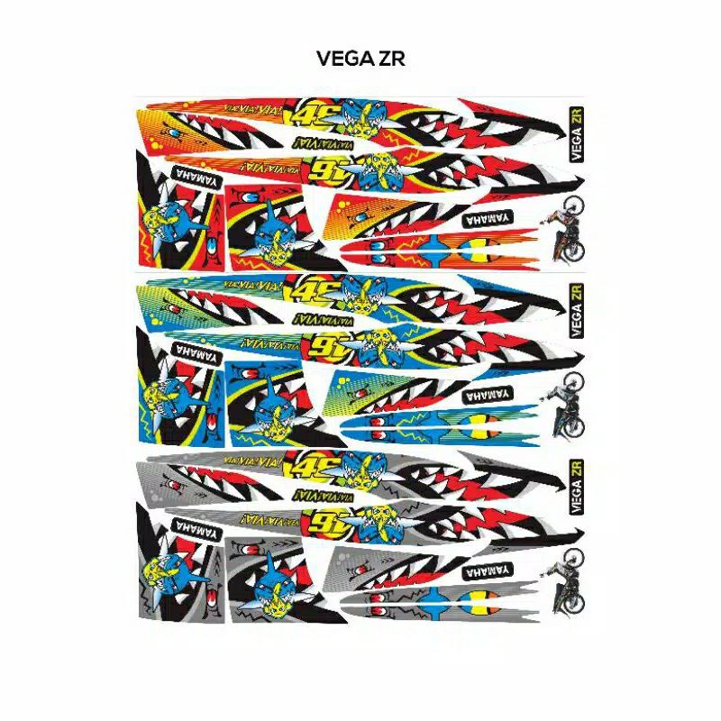 STRIPING STIKER YAMAHA VEGA ZR / STICKER LIST VARIASI VEGA ZR MOTIF SHARKS