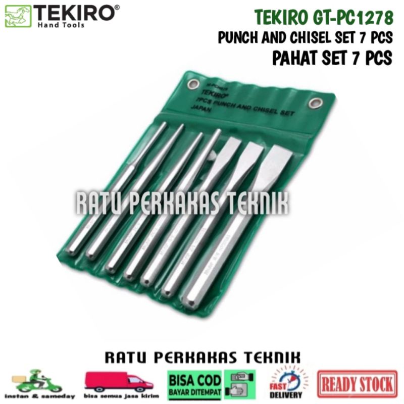 PAHAT SET 7 PCS TEKIRO GT-PC1278 PENITIK PLAT / PUNCH AND CHISEL / PAHAT BETON / PAHAT BUBUT