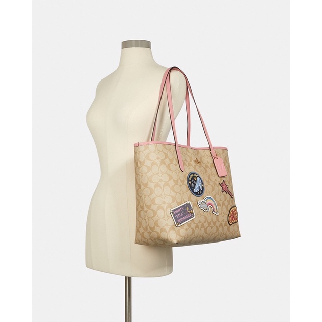 Coach X Disney City Tote In Signature Canvas With Patches (C3724)