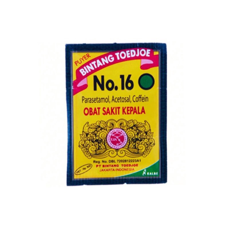 

Bintang Toedjoe No 16 Puyer Obat Sakit Kepala Sachet x 3 sachet - Sembako Jogja