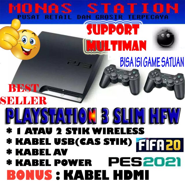 PS3 Playstation 3 slim hfw seri 30xx+ multiman 250/320/500gb BONUS full game COLOK LANGSUNG MAIN