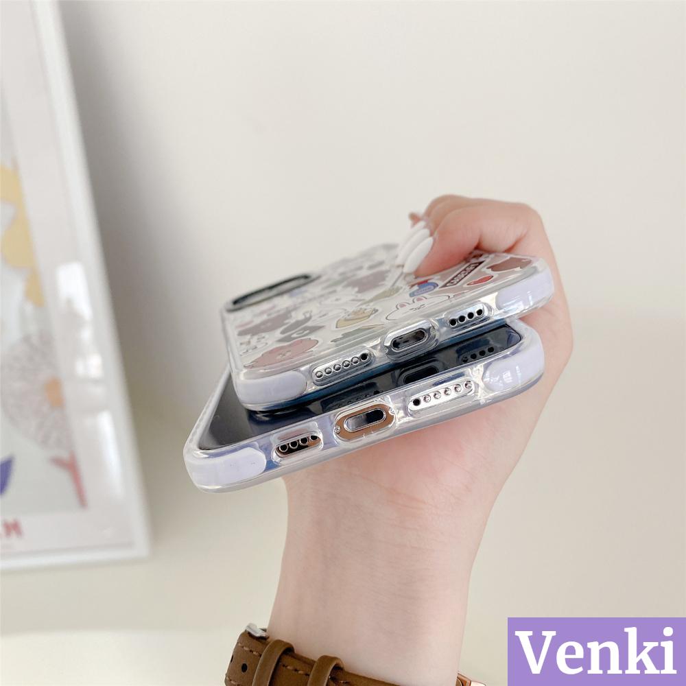 Venki - iPhone Case Silicone Soft Case Clear Case Shockproof Camera Frame Cute Cartoon For iPhone 12 Pro Max iPhone 11 iPhone 7 8 Plus 8plus 11 Xr 12 Pro MAX Max SE SE2020 iphone 7 XS 7plus mini