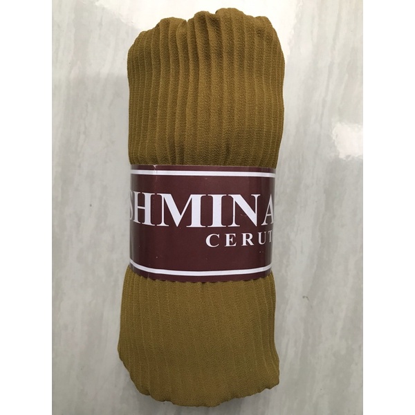 Hijab Pasmina plisket premium / Pasmina Plisket lidi / Pasmina pleated shawl / Pashmina plisket Tanpa Garis Tengah-Dark lemon (75x175)