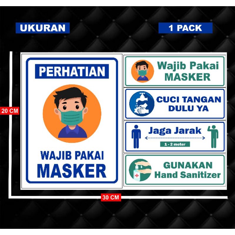 Stiker Pack Wajib Pakai Masker Stiker Dinding Stiker Kaca