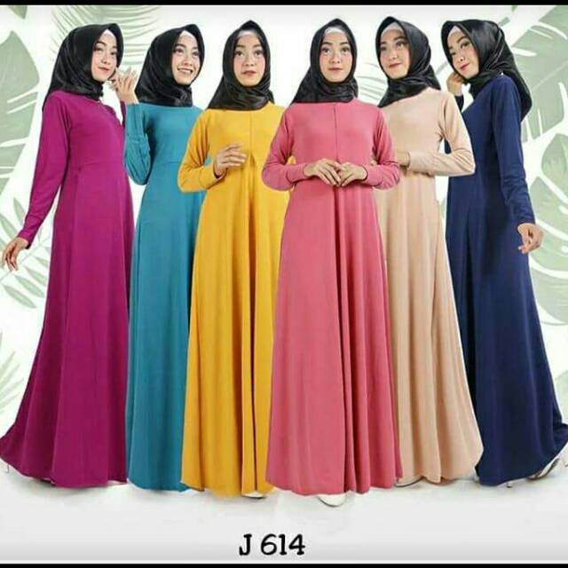 Gamis Syari Jersey tebal polos Busui