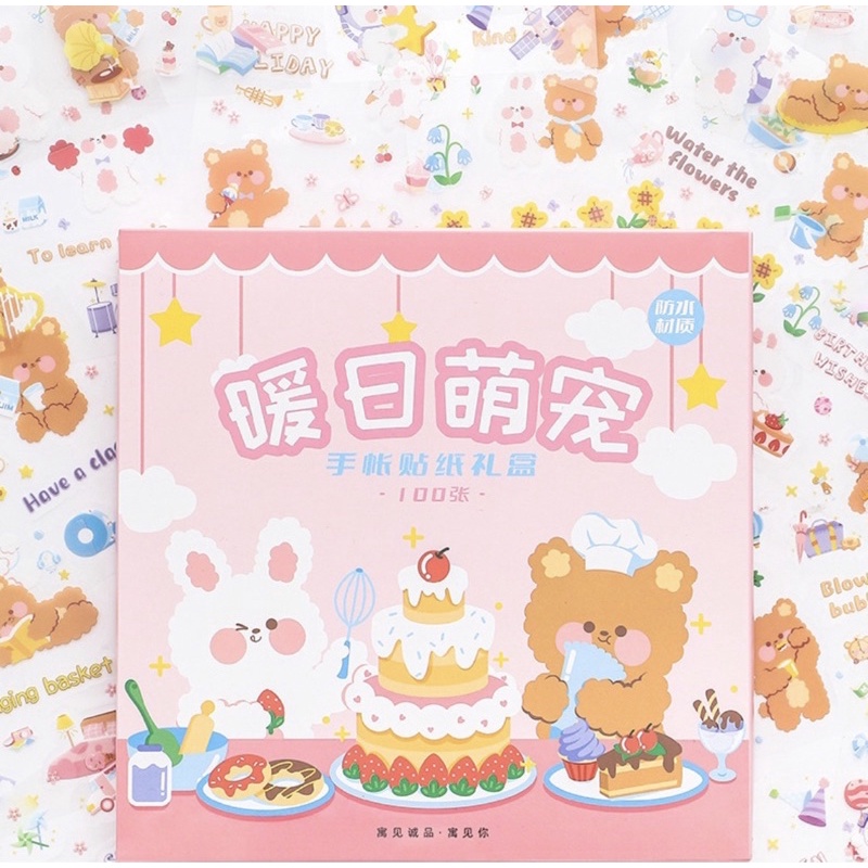 

1 Lembar Korean White Rabbit and Bear Chef Cake Sticker Cute Lucu Aesthetic Stiker Laptop Hp Jurnal