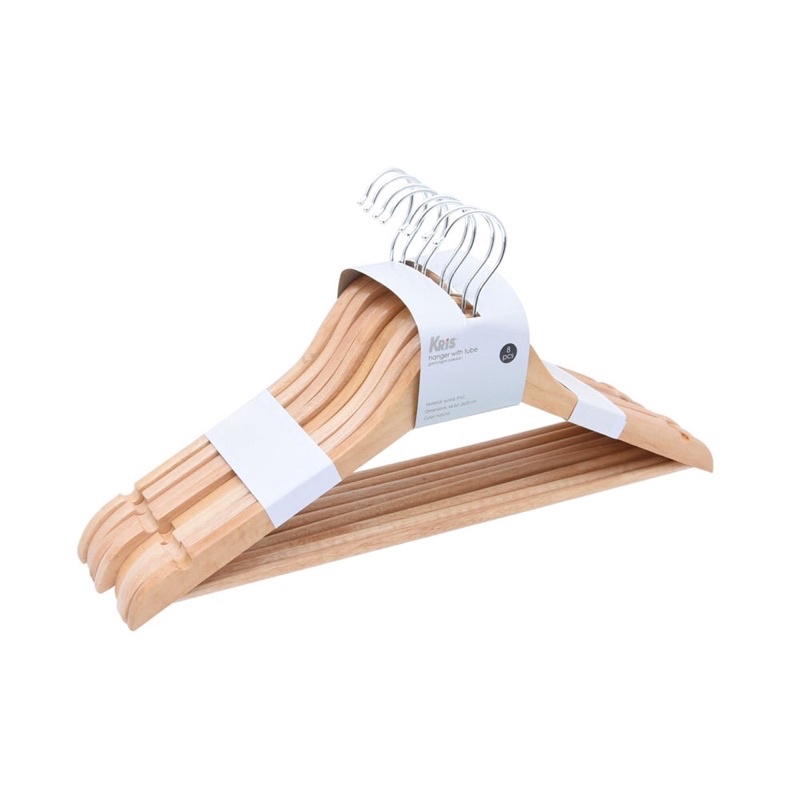 Hanger Kayu Kris ace hardware 8 pcs - gantungan baju natural krisbow stora original