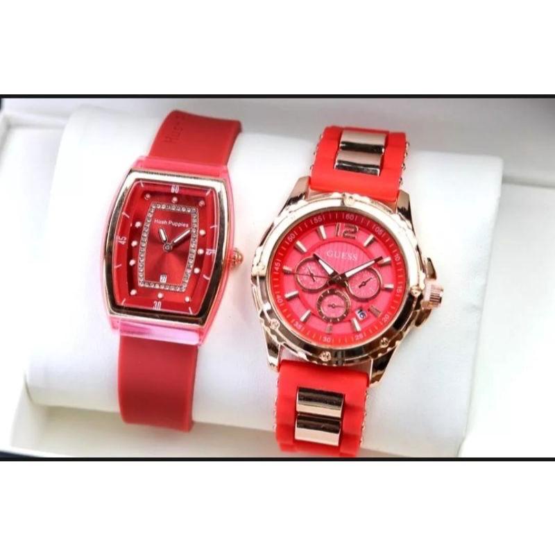 BISA COD PROMO BELI 1 GRATIS 1 JAM TANGAN COUPLE PRIA WANITA KASUAL ANALOG RUBBER