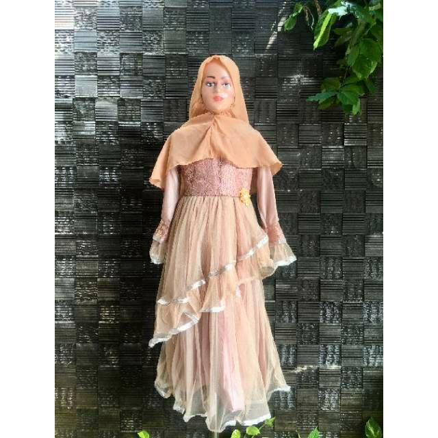 Gaun Anak - Cewek Gaun Anak Baju -10 Dress Muslimah Tahun Usia Lm11 2 Ulang Peremp