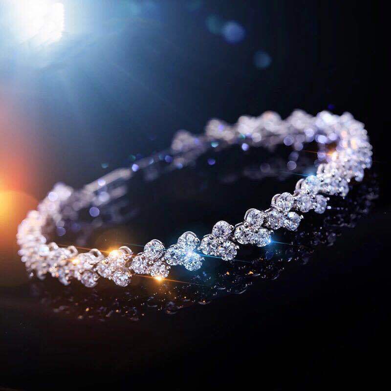 Gelang Kristal Berlian Zirkon Bahan 925 Silver