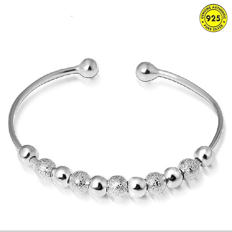 Gelang Model Terbuka Bahan Sterling Silver 925 Desain Anyaman Gaya Eropa / Amerika / Retro Untuk Wanita