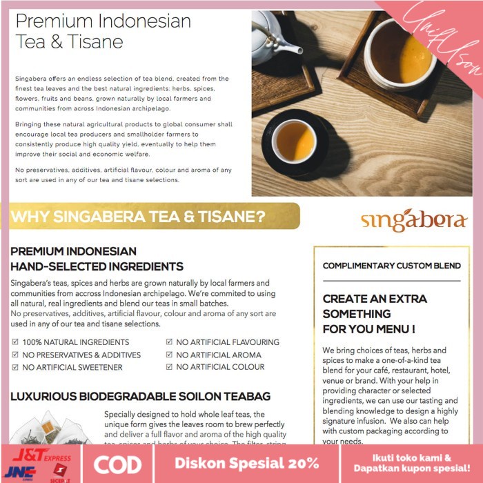 

⭐COD⭐ Singabera Tea - Jasmine Black Tea 100tb Teh Hitam Melati Premium Resto