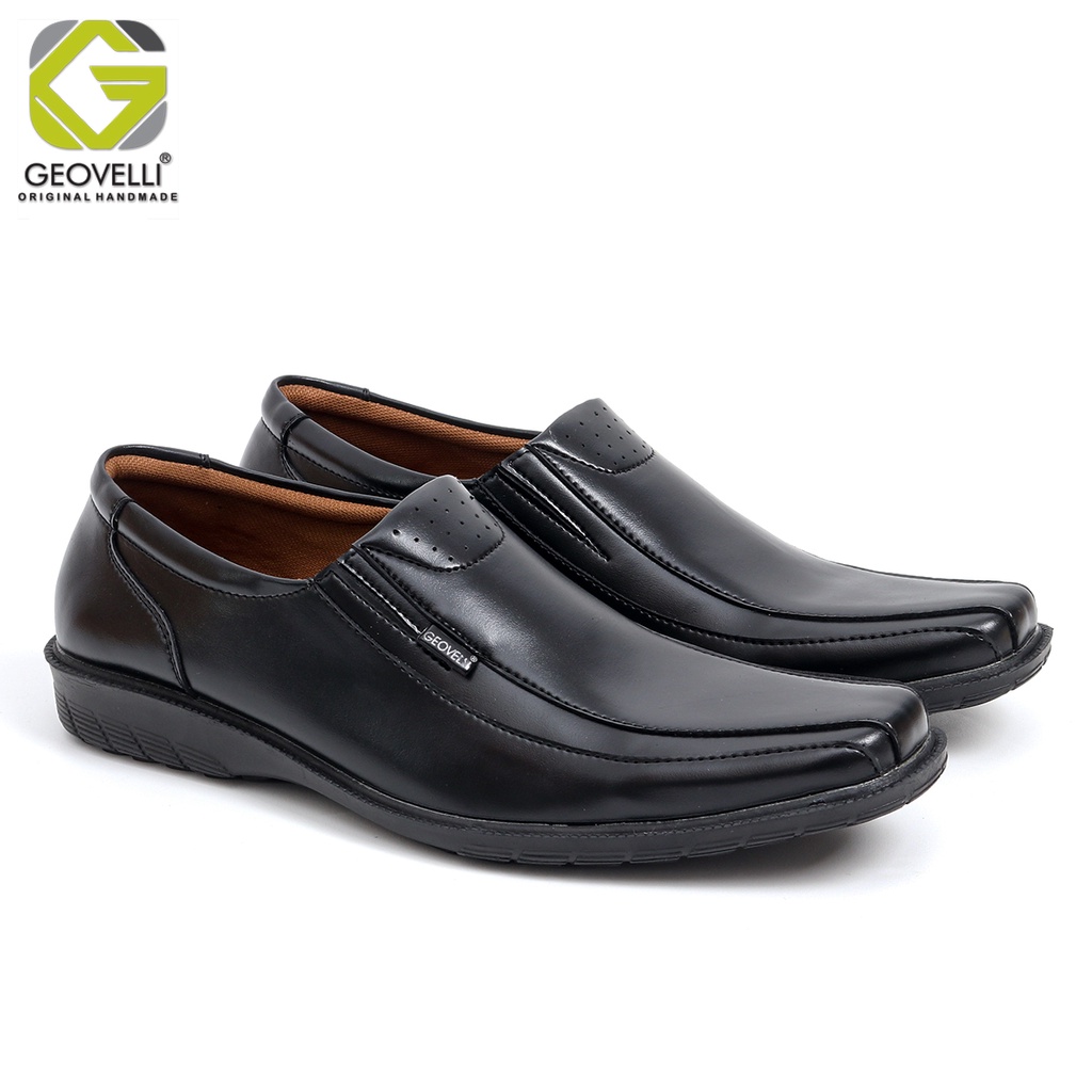 GEOVELLI BIG SIZE - Sepatu Pantopel Hitam Coklat Kopi Pria Kerja Kantor Tanpa Tali Pendek Kulit Swedian Sepatu Formal Kerja Ukuran 39-45