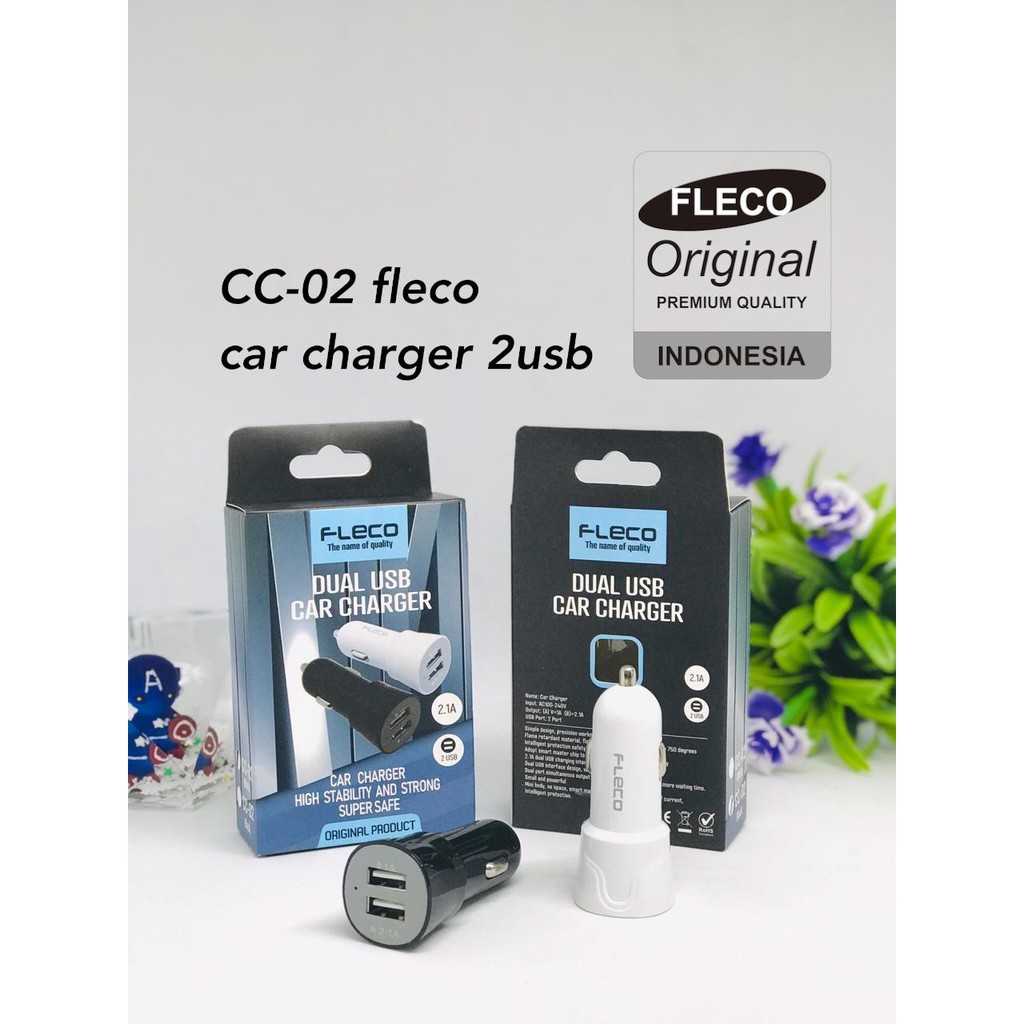 SAVER CHARGER MOBIL FLECO CC-01 2USB 2.1A CAR CHARGER ORIGINAL