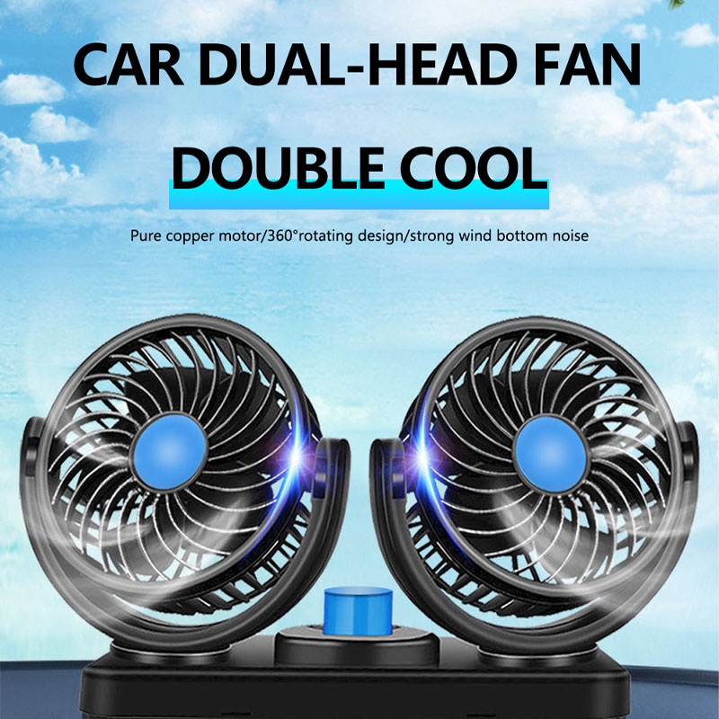 Kipas Mobil USB Kipas Mobil Kipas Kepala Ganda Pendingin Listrik AC Mobil Truk Kipas Angin Mobil 12V 24V Kipas Kepala Sa
