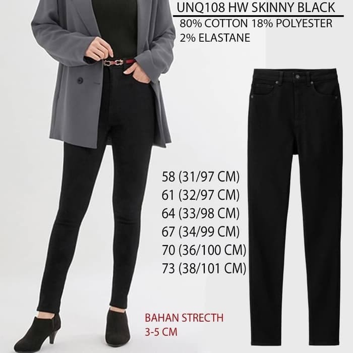Celana Skinny Jeans Wanita Murah Uniqlo 108 HW Black