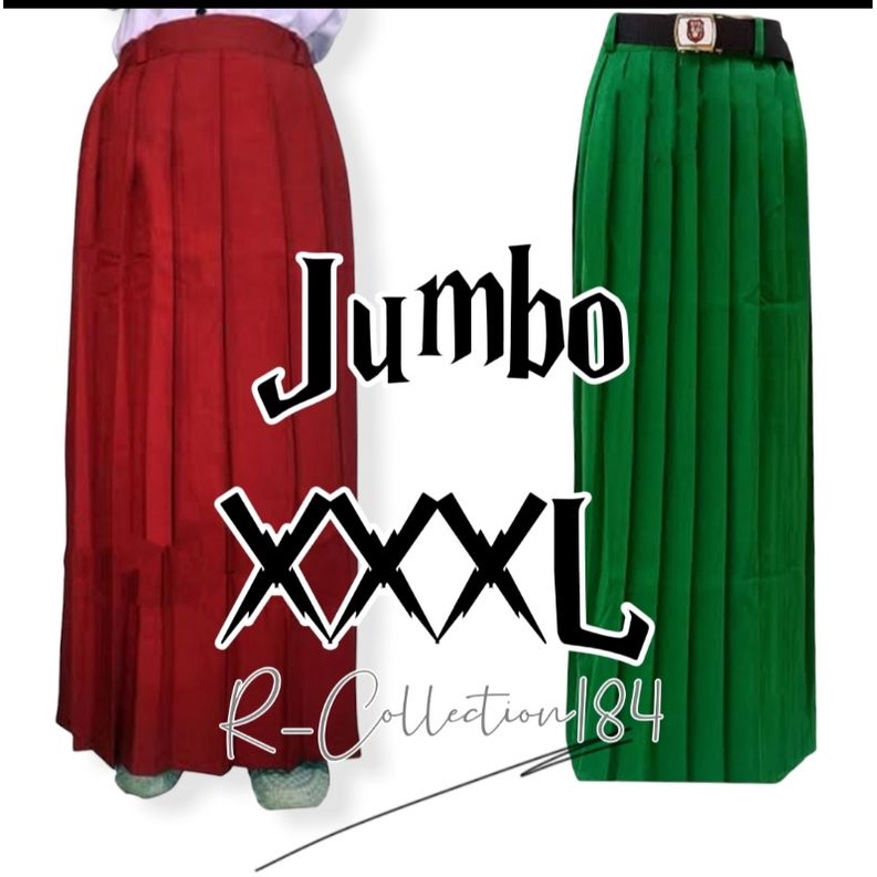 SUPER JUMBO XXXL/4L dan XXXXL/5L ROK REMPEL Sekolah Kerja Hitam Putih Abu SMA Coklat Pramuka Biru SMP Merah SD Hijau MI MDA