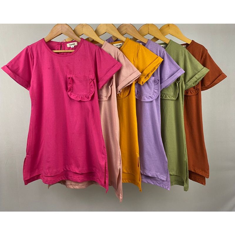 dress anak Lucuna/ dress kaos anak/ baju anak cewe/ baju rumahan anak